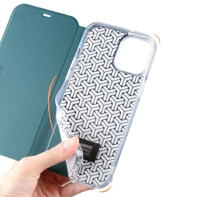 Coque iPhone 12 mini avec rabat simili cuir