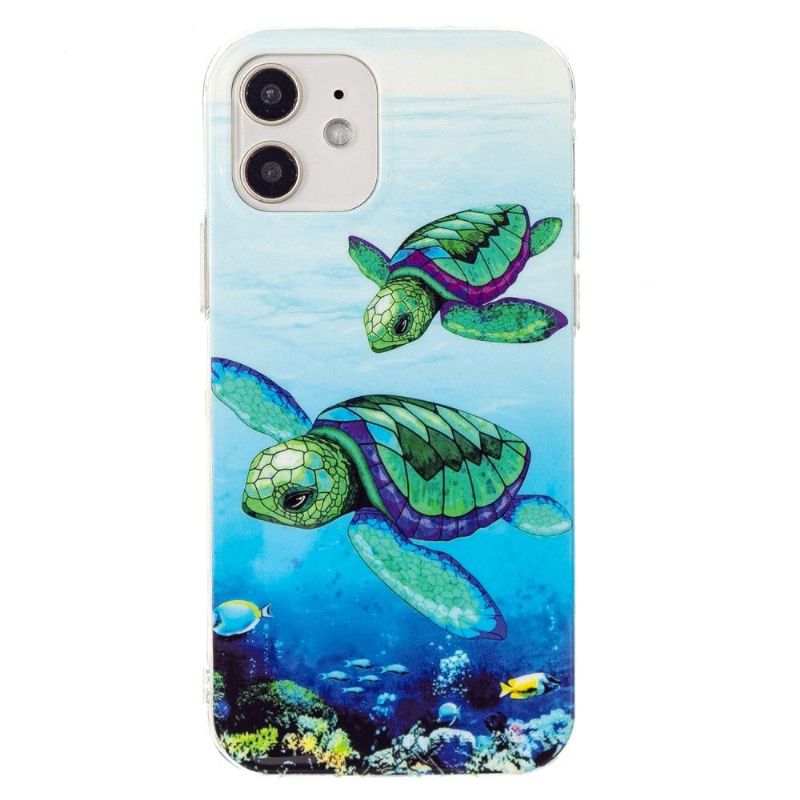 Coque iPhone 12 mini Fluorescente Tortues