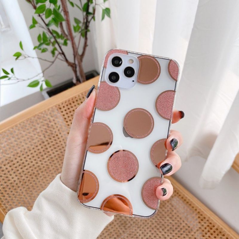 Coque iPhone 12 mini transparente polka dots pailletés