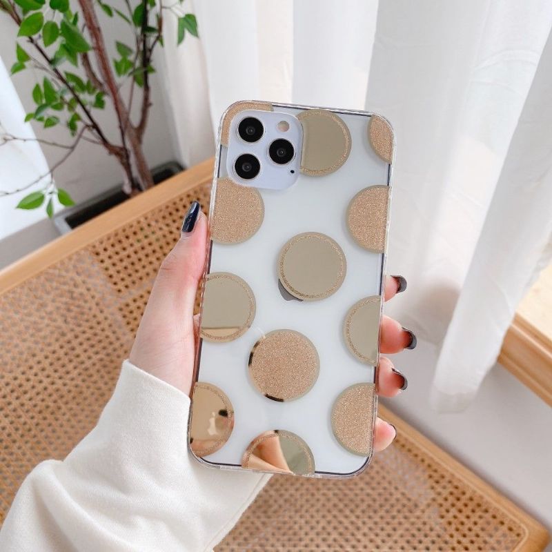 Coque iPhone 12 mini transparente polka dots pailletés