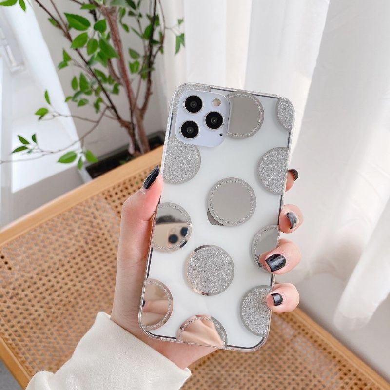 Coque iPhone 12 mini transparente polka dots pailletés