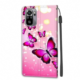 Housse Xiaomi Redmi Note 10 / Note 10s Papillons roses