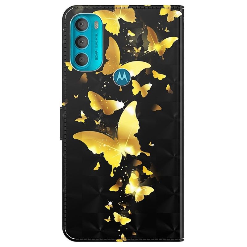 Housse Motorola Moto G71 5G illustration papillons dorés