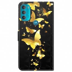 Housse Motorola Moto G71 5G illustration papillons dorés