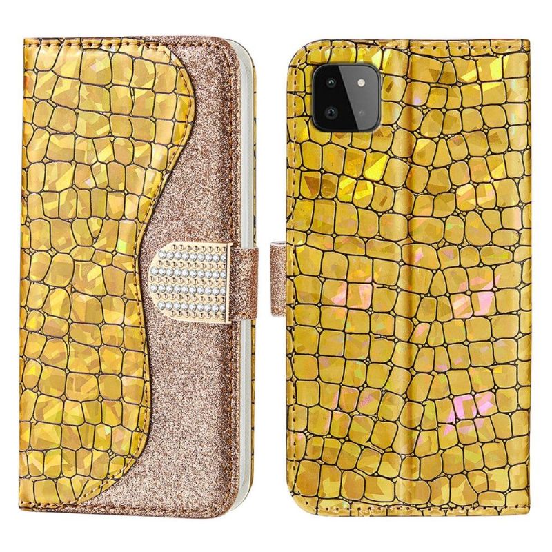 Housse Samsung Galaxy A22 5G Luxury Croco Paillettes