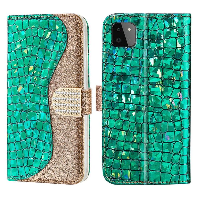 Housse Samsung Galaxy A22 5G Luxury Croco Paillettes