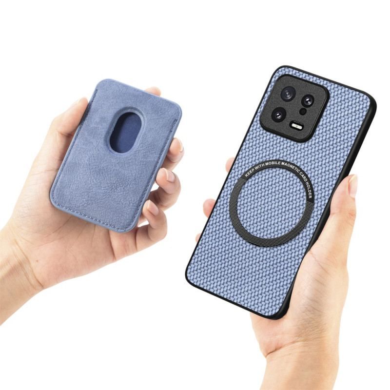 Coque Xiaomi 13 Fibre Carbone Porte-Cartes Détachable