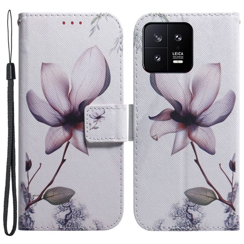 Housse Xiaomi 13 Fleur Rose à Lanière