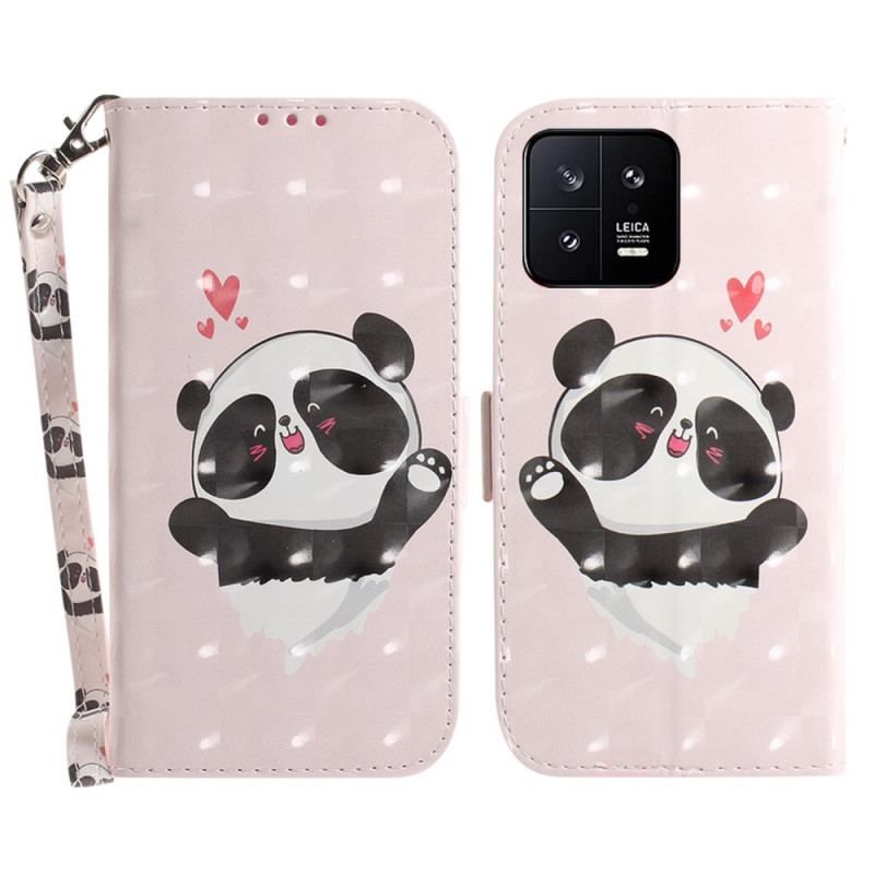 Housse Xiaomi 13 Panda Love à Lanière