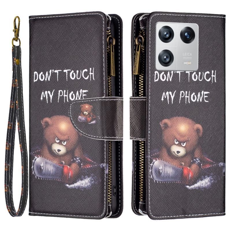 Housse Xiaomi 13 Poche Zippée Ours Dangereux