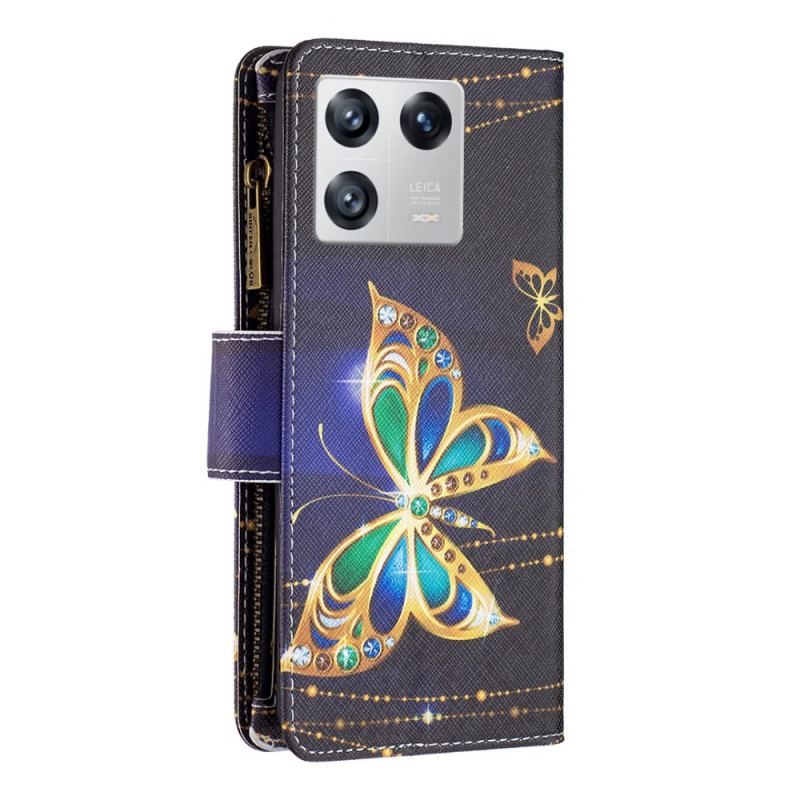 Housse Xiaomi 13 Poche Zippée Papillons