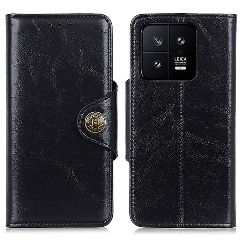 Housse Xiaomi 13 Simili Cuir Verni Bouton KHAZNEH