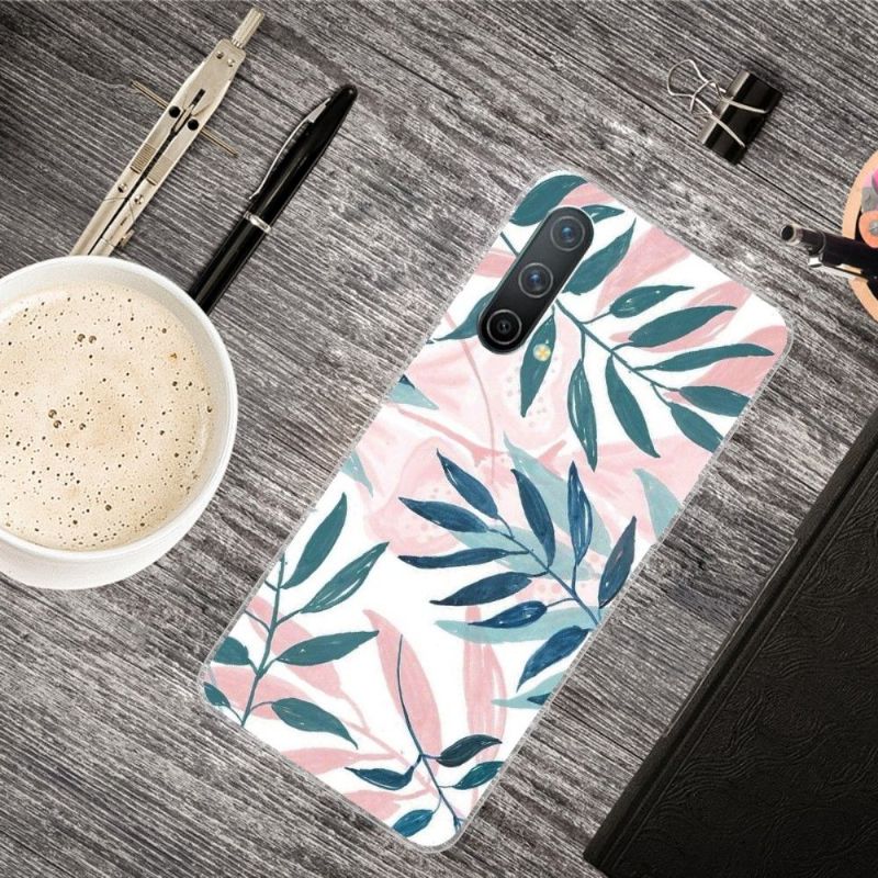 Coque OnePlus Nord CE 5G Feuilles Vertes et Roses