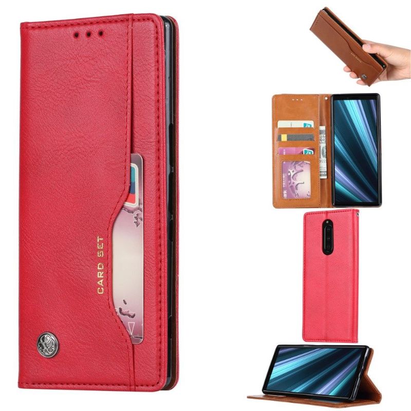 Sony Xperia 1 - Étui porte cartes cuir stand case