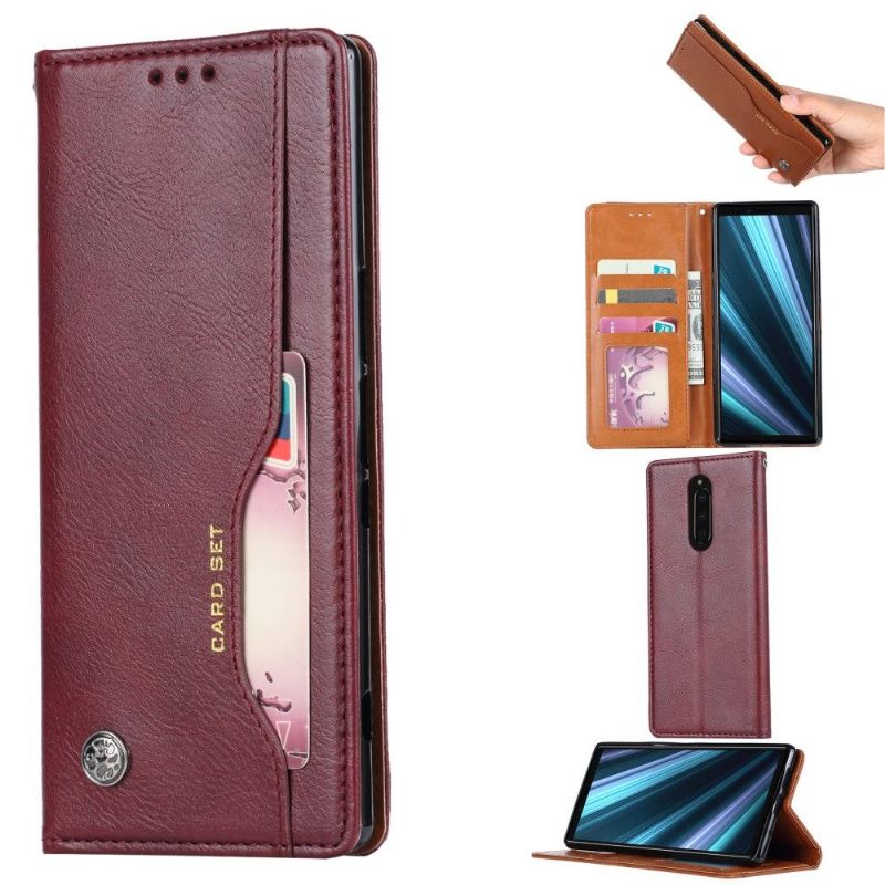 Sony Xperia 1 - Étui porte cartes cuir stand case