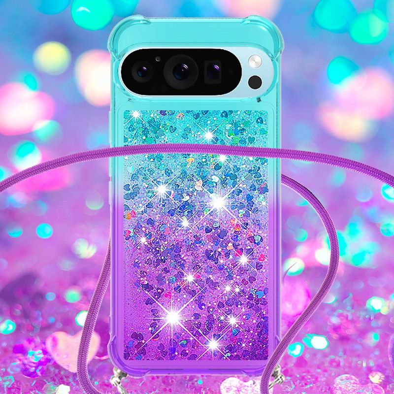 Coque à Cordon Google Pixel 9 Pro XL Dégradé Paillettes