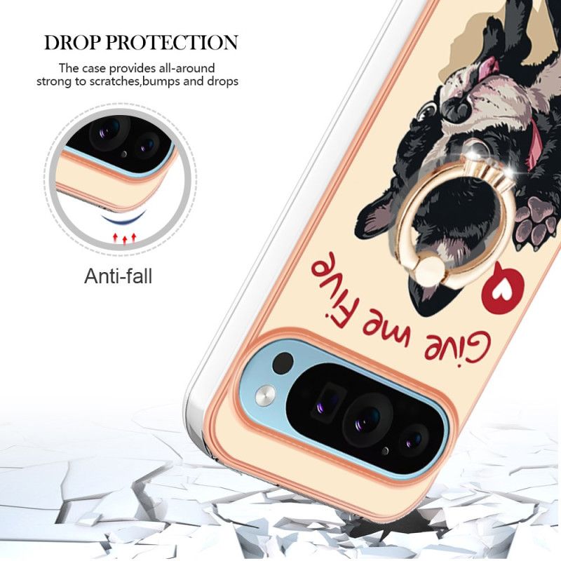 Coque Google Pixel 9 Pro XL Anneau-Support Chien Give Me Five