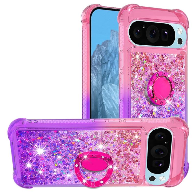 Coque Google Pixel 9 Pro XL Anneau-Support Dégradé Paillettes