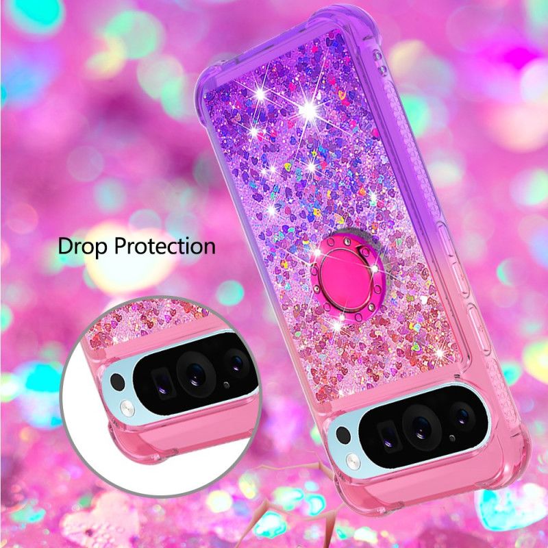 Coque Google Pixel 9 Pro XL Anneau-Support Dégradé Paillettes