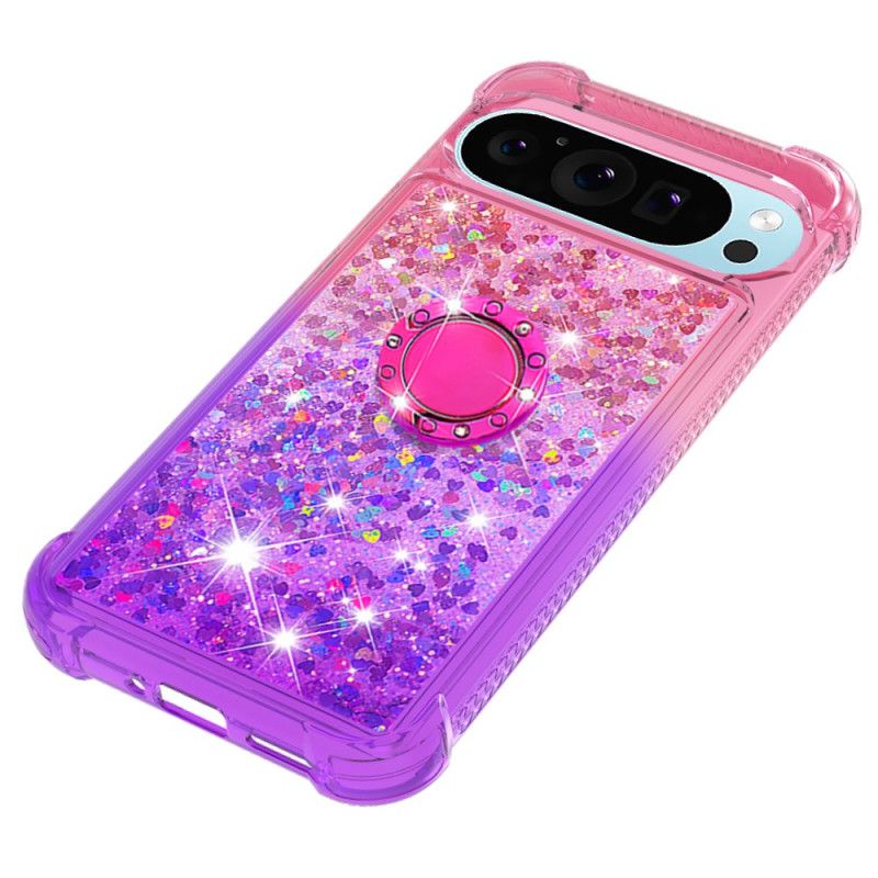 Coque Google Pixel 9 Pro XL Anneau-Support Dégradé Paillettes