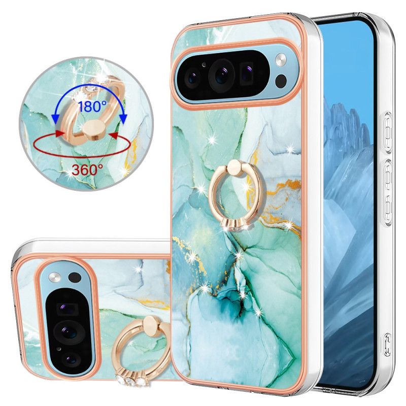 Coque Google Pixel 9 Pro XL Anneau-Support Effet Marbre