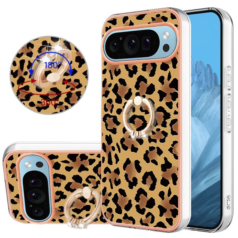 Coque Google Pixel 9 Pro XL Anneau-Support Imprimé Léopard