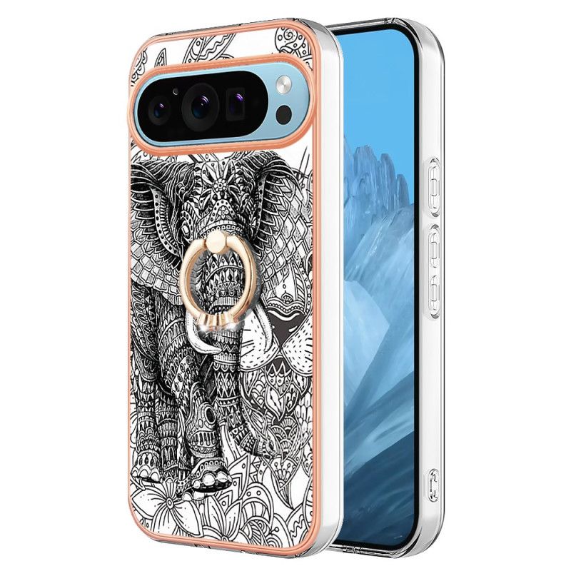 Coque Google Pixel 9 Pro XL Anneau-Support Totem Elephant