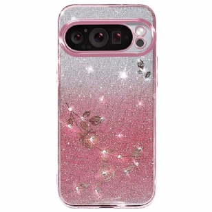 Coque Google Pixel 9 Pro XL Fleurs et Strass KADEM