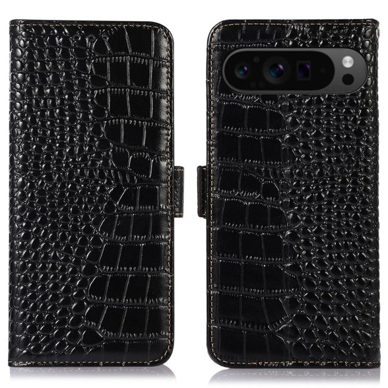 Housse Google Pixel 9 Pro XL Cuir Style Crocodile