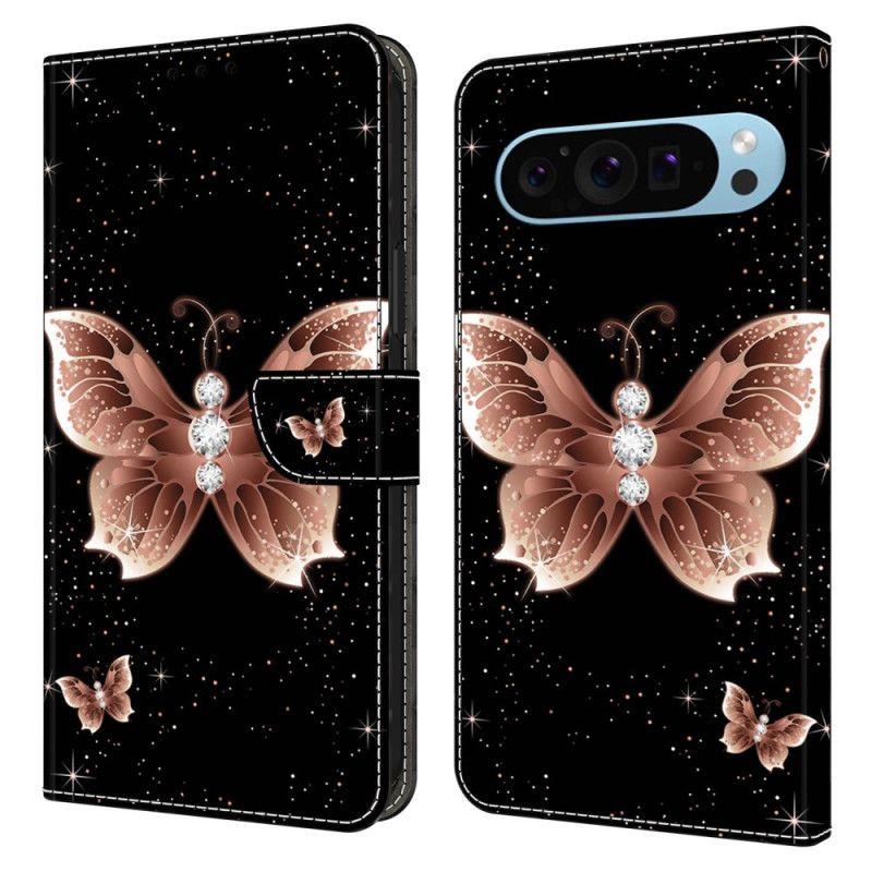 Housse Google Pixel 9 Pro XL Papillon Diamant Rose