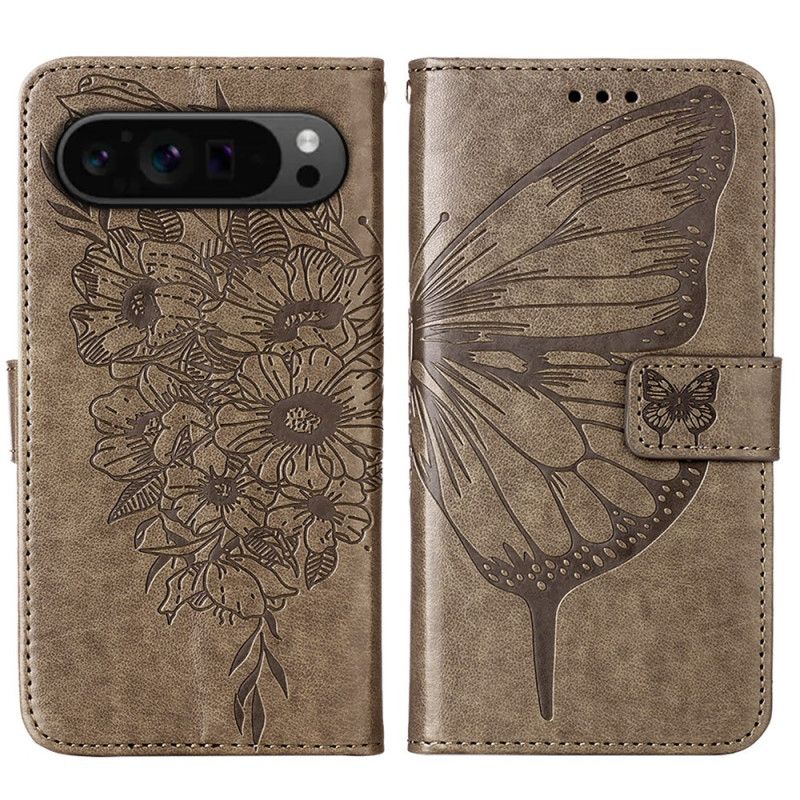 Housse Google Pixel 9 Pro XL Papillon Graphique à Lanière