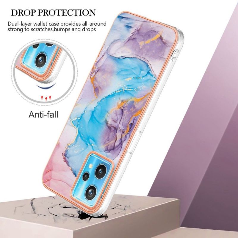 Coque Realme 9 Pro Plus Marbre Coloré Bleu