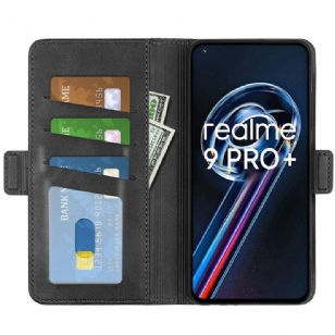 Étui Realme 9 Pro Plus portefeuille revêtement simili cuir mat