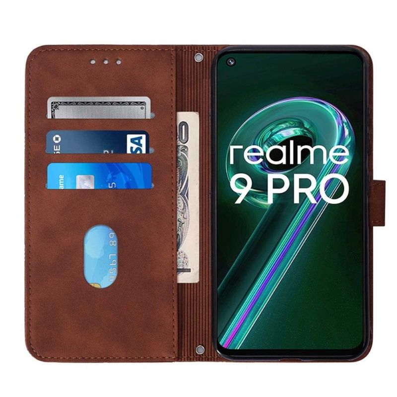 Housse Realme 9 Pro Plus effet cuir design géométrique