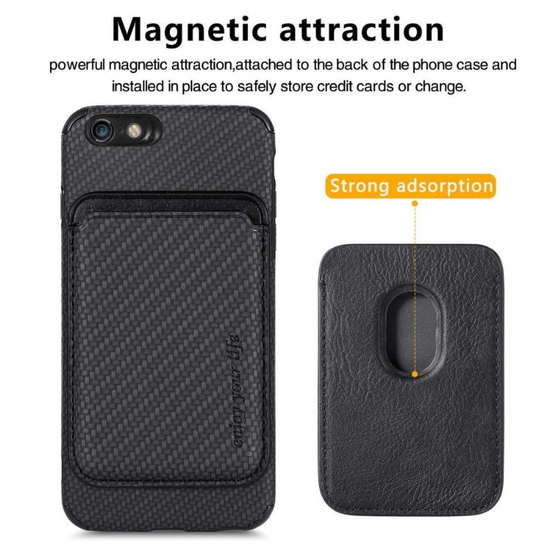 Coque iPhone SE 2022 / 2020 / 8 / 7 Fibre de Carbone Porte-cartes détachable