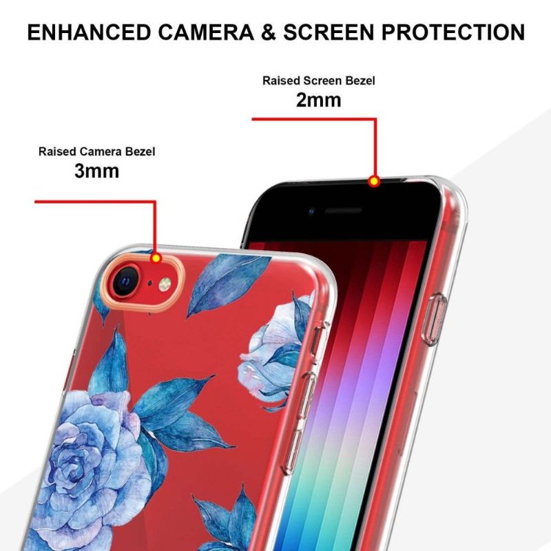 Coque iPhone SE 2022 / 2020 / 8 / 7 Pivoine bleu