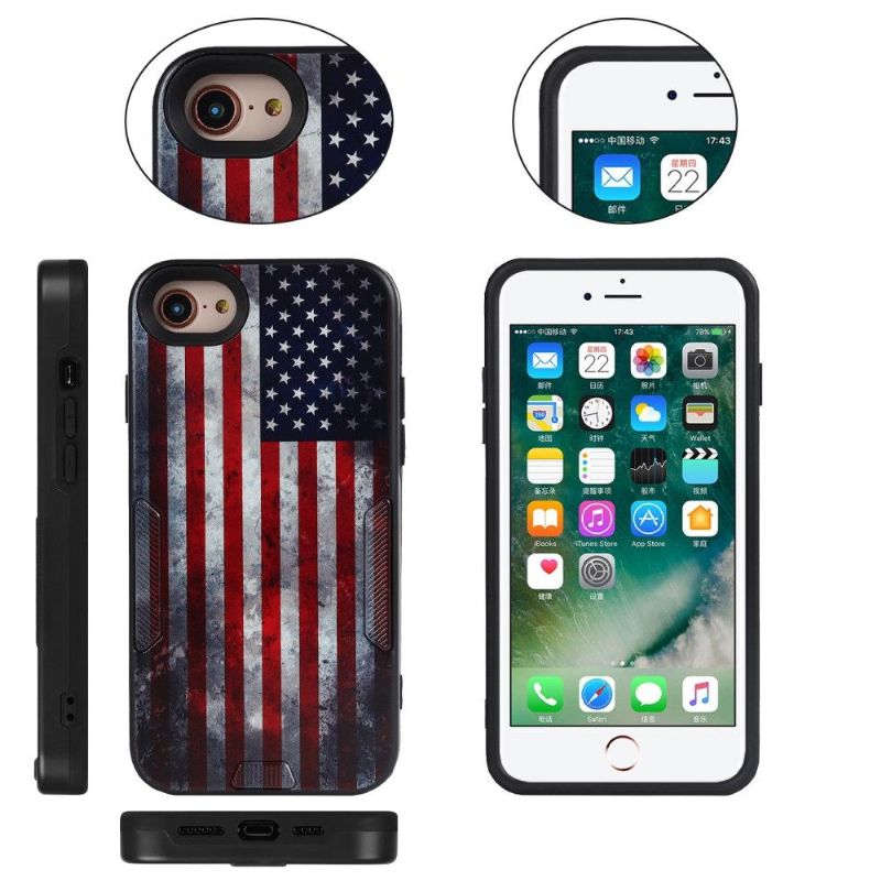 Coque iPhone SE 2022 / 2020 Drapeau Américain Vintage