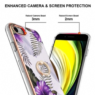 Coque iPhone SE 2022 / 2020 Fleurs Exotiques avec bague