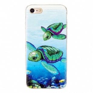 Coque iPhone SE 2022 / 2020 Fluorescente Tortues