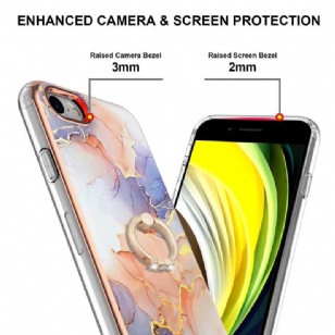 Coque iPhone SE 2022 / 2020 marbre coloré avec bague