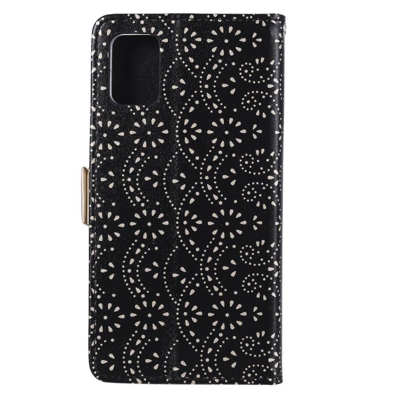 Housse Samsung Galaxy A72 5G / 4G Dentelle Fleur Effet Cuir