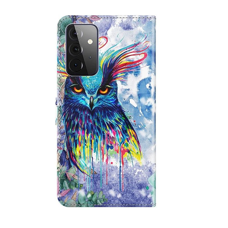 Housse Samsung Galaxy A72 5G / A72 4G hibou aquarelle