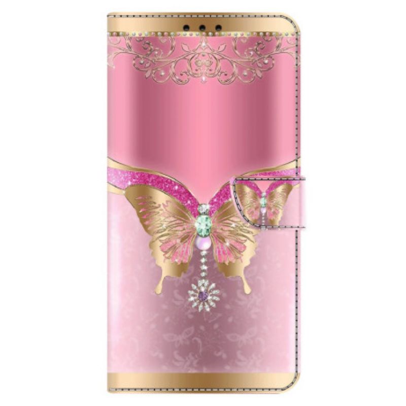 Housse Xiaomi 14 Pro Papillon Rose et Or