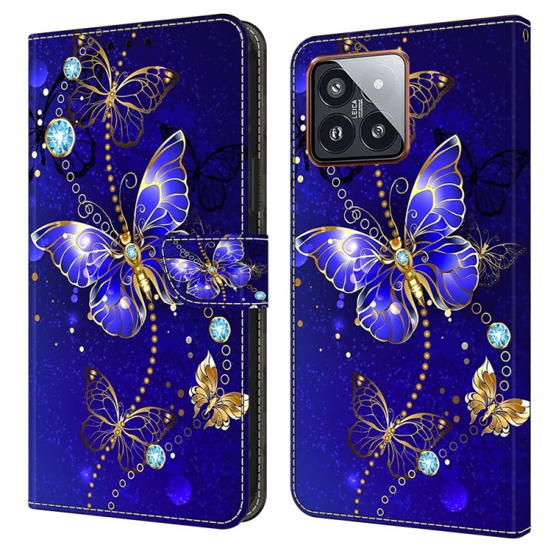 Housse Xiaomi 14 Pro Papillons Diamants