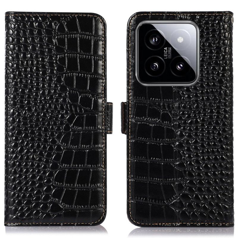 Housse Xiaomi 14 Pro Texture Crocodile avec Blocage RFID