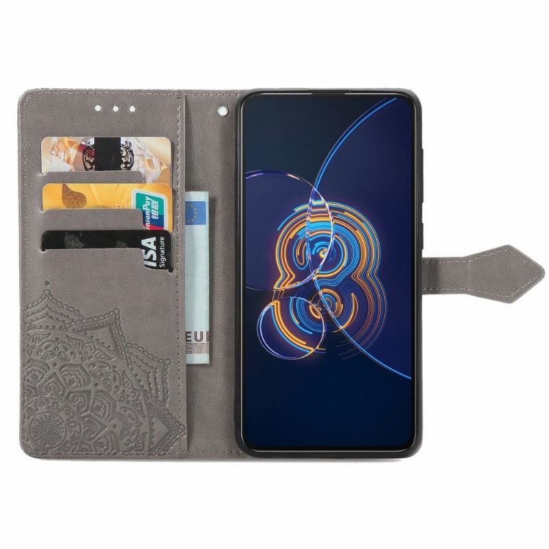 Housse Asus Zenfone 8 Flip Mandala relief en simili cuir