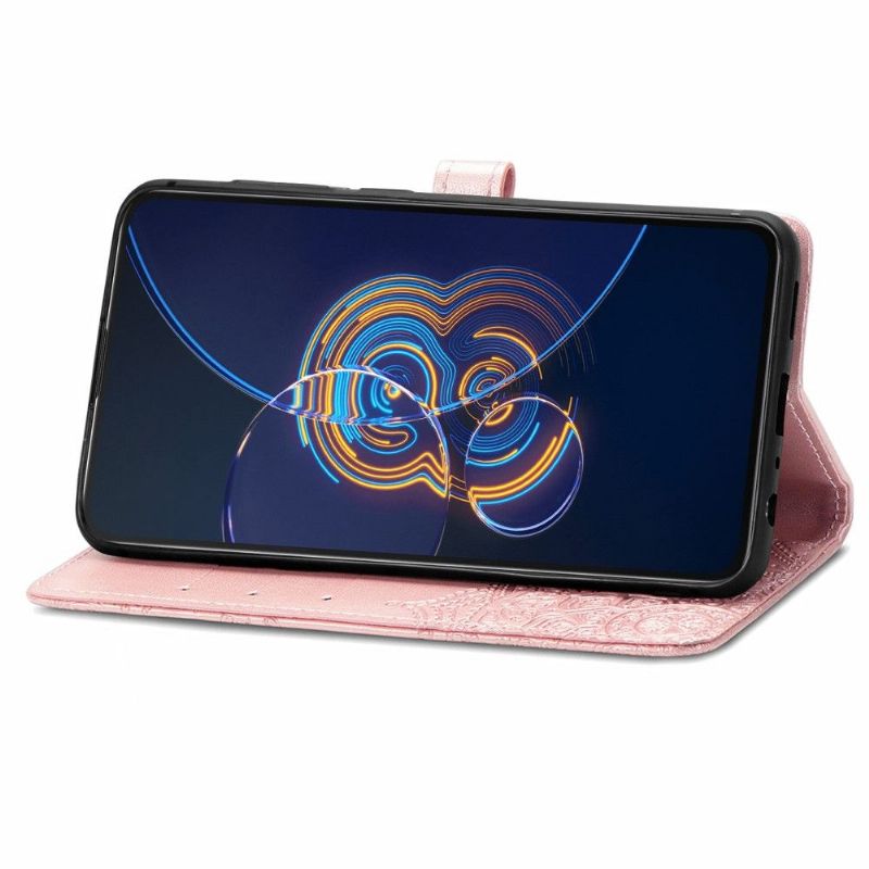 Housse Asus Zenfone 8 Flip Mandala relief en simili cuir