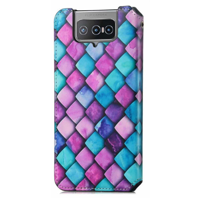 Housse Asus Zenfone 8 Flip style écaille coloré