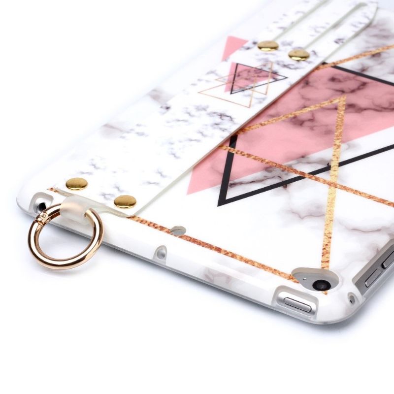 iPad Mini 5 2019 - Coque avec sangle marbre triangles