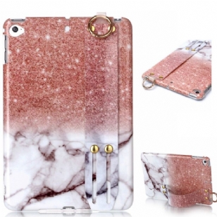 iPad Mini 5 2019 - Coque avec sangle paillettes et marbre